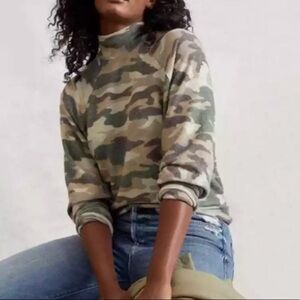 NWOT Maeve Anthropologie‎ Brushed Camo Pullover Long Sleeve Mock Neck Women’s XS